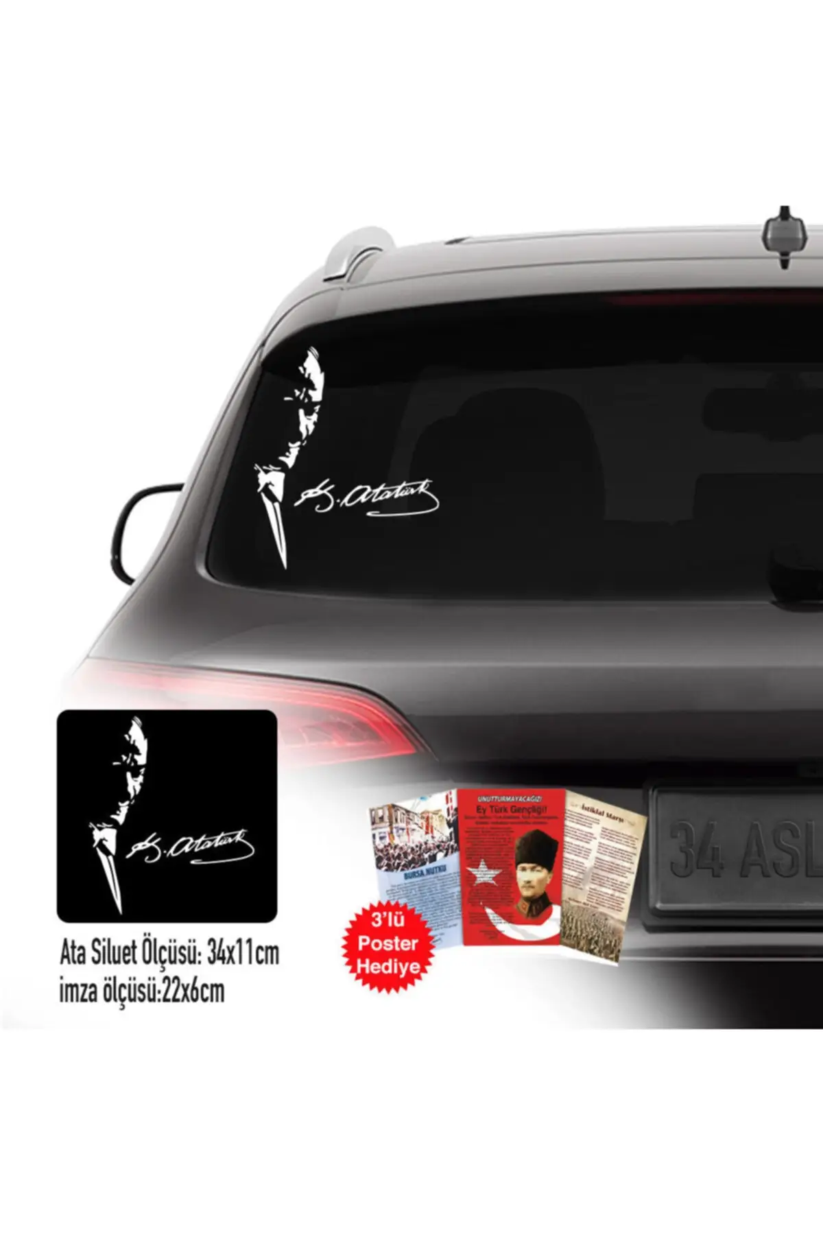 Asilmeydan Mustafa Kemal Atatürk Side Stance Charisma Portrait Sticker, Car, Auto Sticker, Decal 447546206