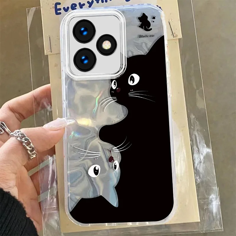 Чехол с рисунком черного кота для Infinix Hot 40 Pro 30i 30 Play Camon 20 4G 5G Love Heart разноцветные