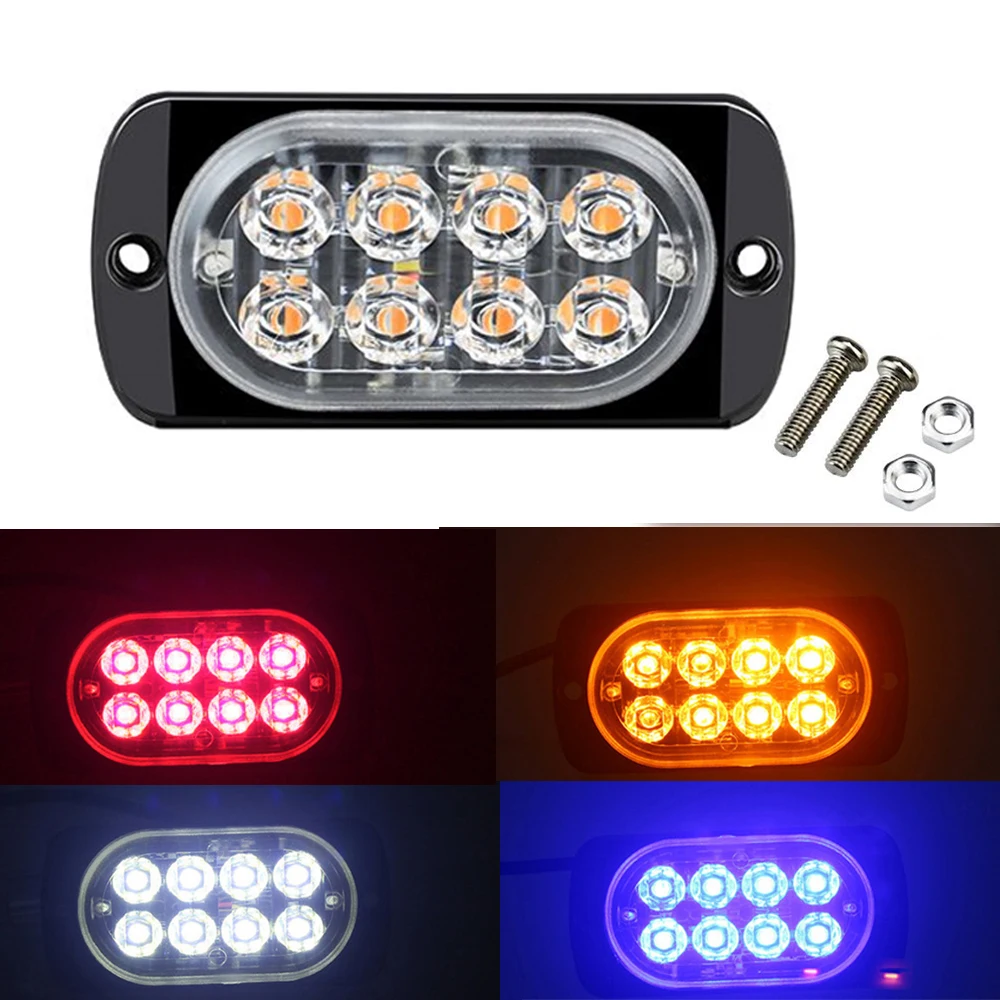 

For Car SUV Truck 8LED Amber Strobe Light Bar Hazard Warning Flash Luces Auto Caution Strobe Flashlight Luz Exterior Accessories