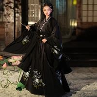 chinese traditional dress hanfu for women modern kimonos mujer tang dynasty style hanbok cosplay retro fairy princess black red