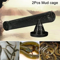 2pcs black fish net cage fishnet finless eel loach trap fishing pot durable plastic container mud cage