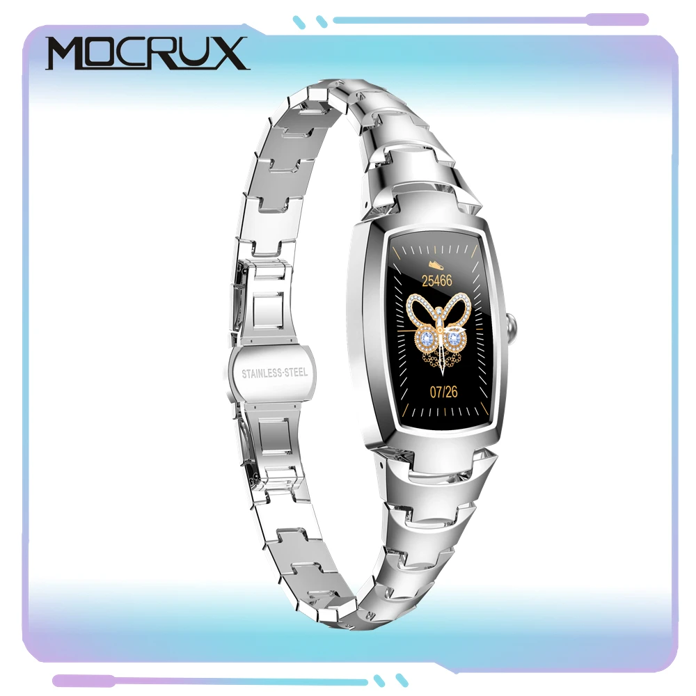 

MOCRUX Smart Bracelet Women Fashion Heart Rate Monitoring Call Reminder IP67 Waterproof Women's Watches H8 pro For Android IOS