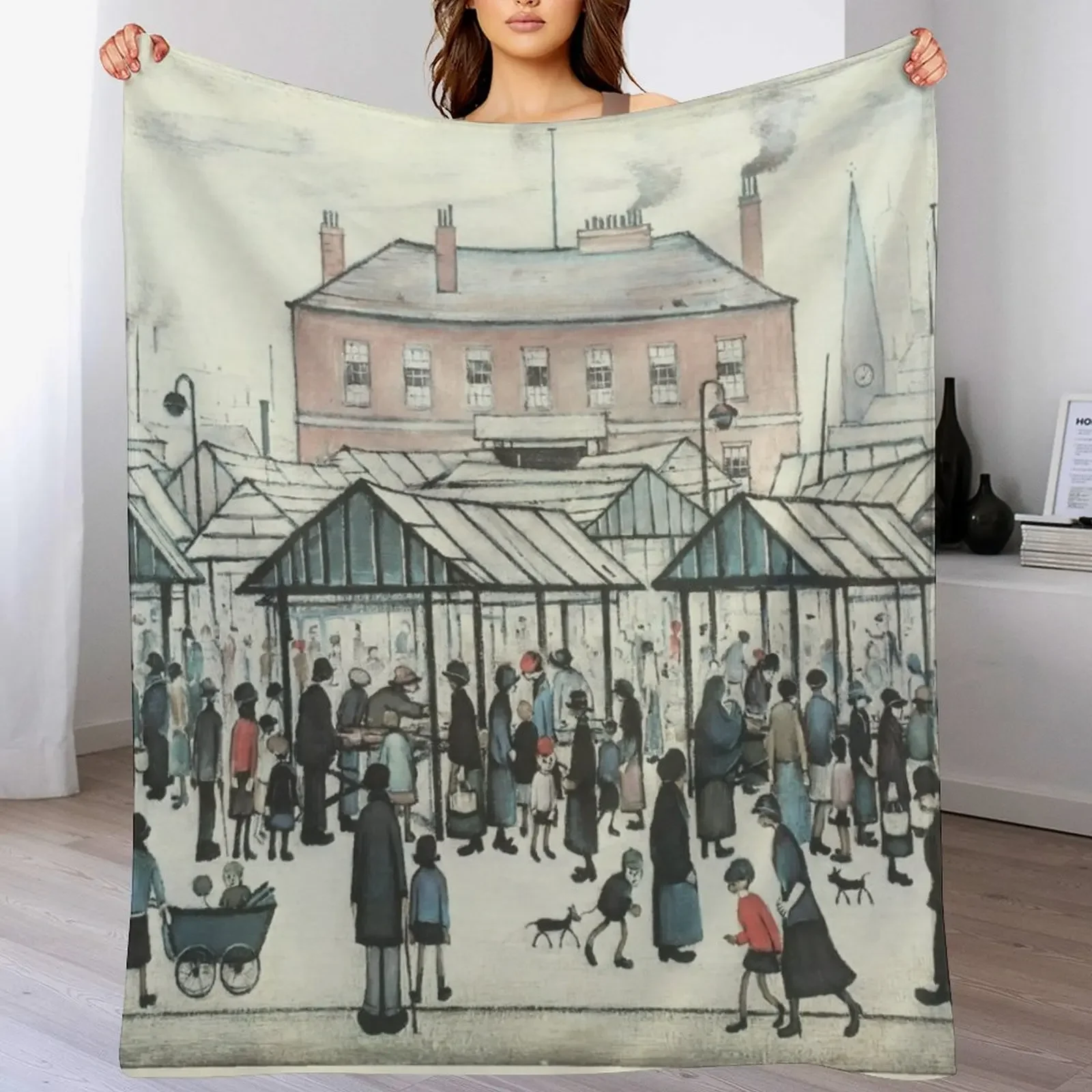 Рыночная сцена Северное город 1939 от L S Лоури. Декоративное одеяло для ребенка.
