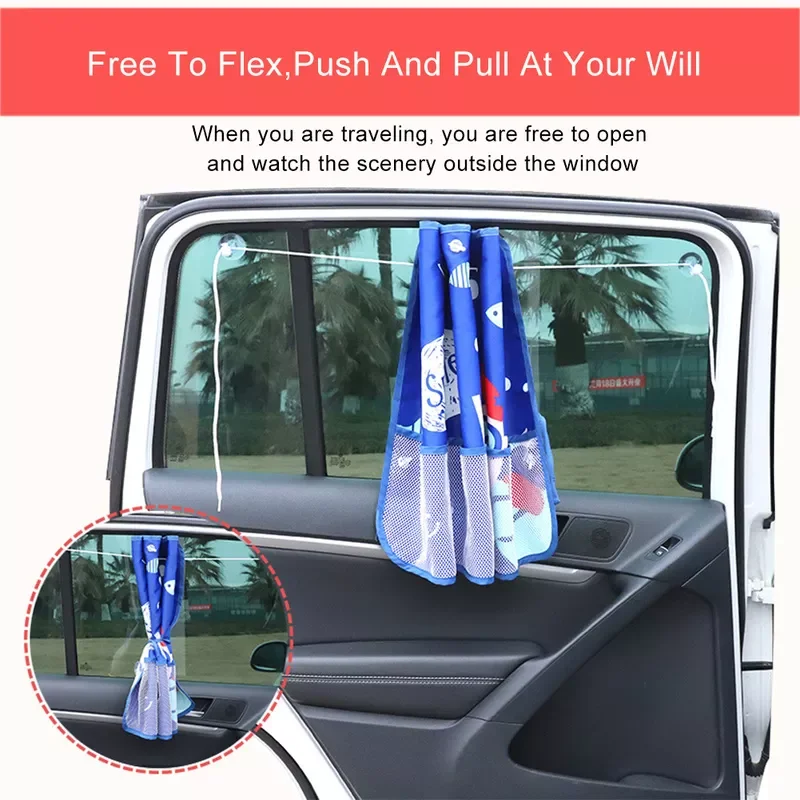 

AUTO PARTS Car Sun Shade UV Protection Cartoon Adjustable Curtain Window Sunshade Sun Visor Rear&Side Window Heat Shield Pro