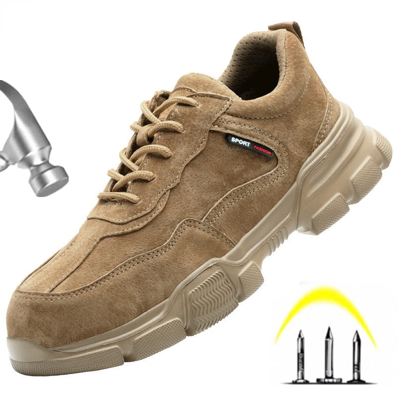 

New Men's Steel Toe Work Safety Shoes Casual Breathable Outdoor Sneakers Puncture Proof Safety Boots Steel Toe Shoes Men