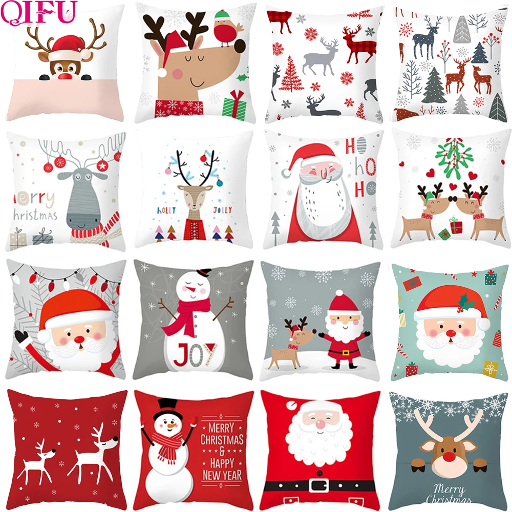 

Home Decor Christmas Print Pillowcase Merry Christmas Pillowcase New Year Decoration Pillowcase 45x45cm funda de almohada