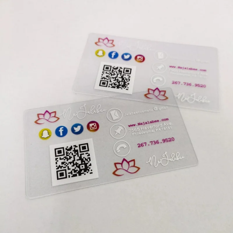 

Customizable top quality waterproof PVC Transparent Business Card clear greeting business cards with logo Printing