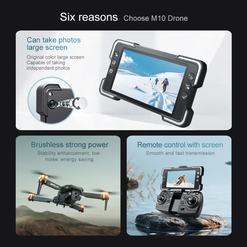 Фото Для Xiaomi M10 Rc Drone 8K Профессиональная HD двойная камера с экраном FPV WIFI Бесщеточный двигатель для предотвращения препятствий Квадрокоптер Игрушки №3