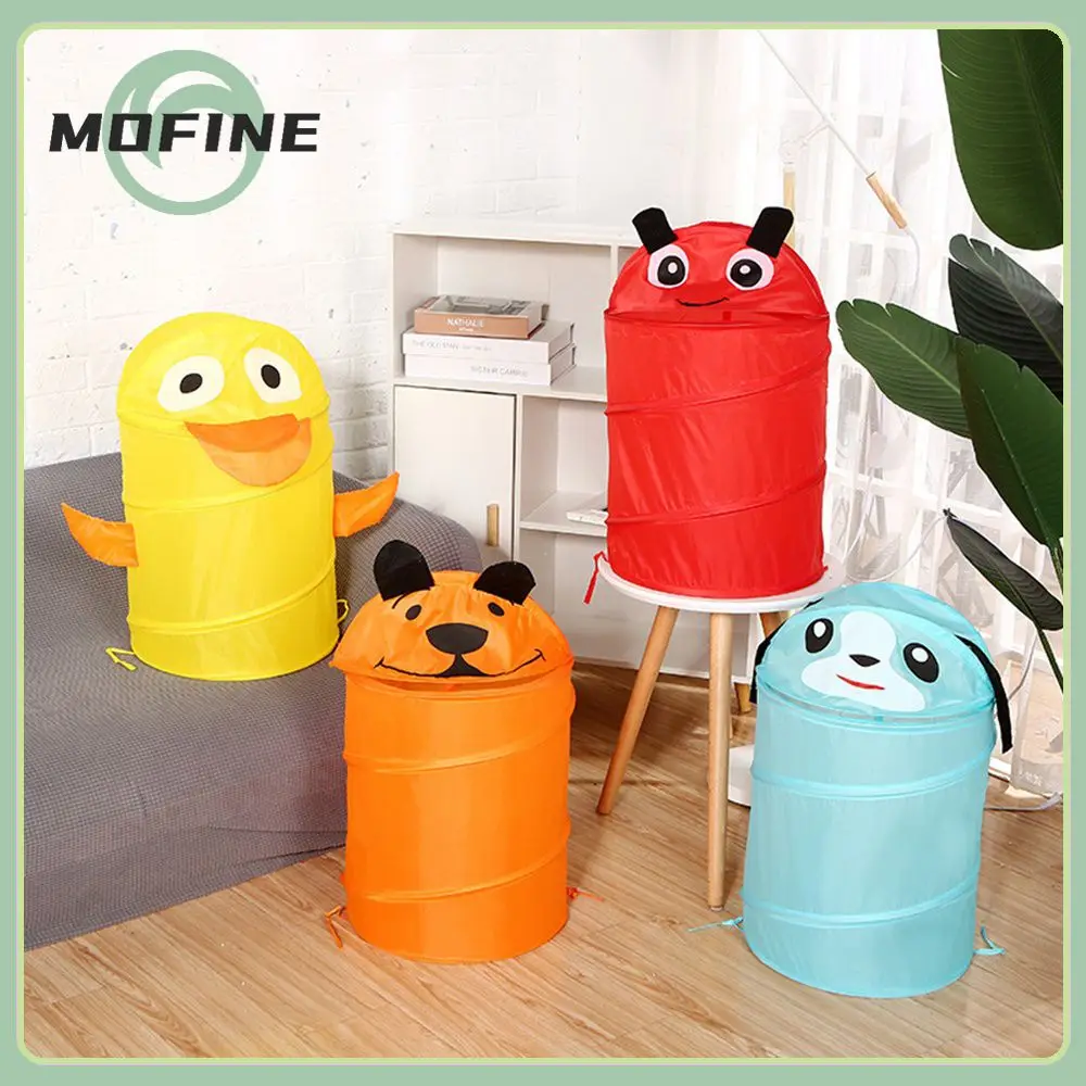 

Household Cylinder Laundry Basket 2023 Toy Box Cute Animal Storage Bag Organization Storage Folding Storage Bucket Cartoon