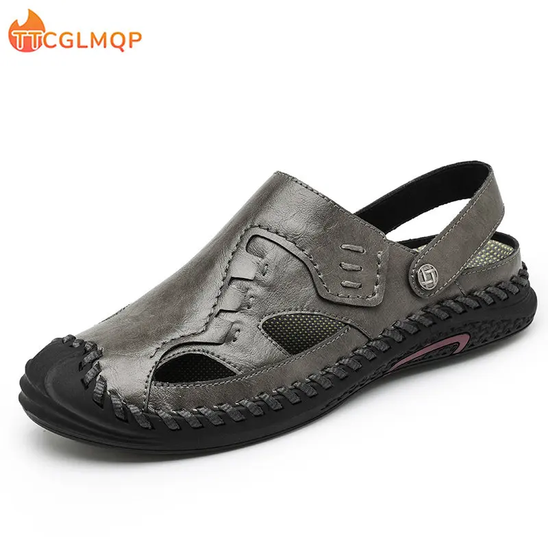 

Summer Sandals Men Leather Classic Roman Sandals 2023 Slipper Outdoor Sneaker Beach Rubber Flip Flops Men Water Trekking Sandals