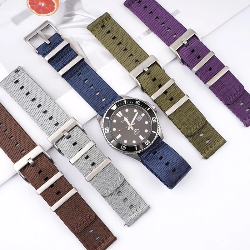 

Double Steel Ring 22mm Solid Color Thin Nylon Strap for Smart Watch Band Replacement Quick Release