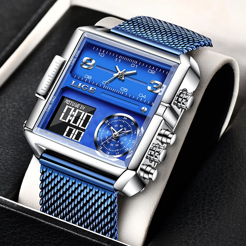 

Casual Fashion Quartz Dual Display Watch Men's Waterproof Watch Multifunctional Watch