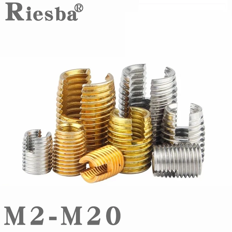 

1/5/10pcs M2 To M20 Galvanized Stainless Steel Threaded Inserts Metal Thread Repair Insert Self Tapping Slotted Screw Threaded