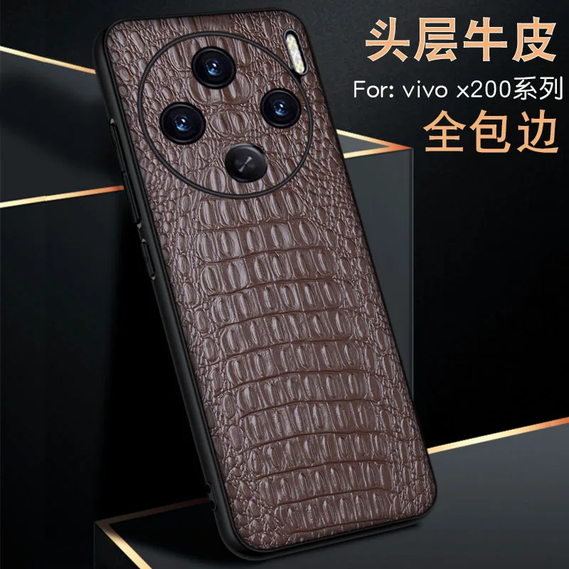 Wobiloo Luxury Brand Leather Genuine Phone Cases For Vivo X200 Pro Back Cover Case Bag Promini