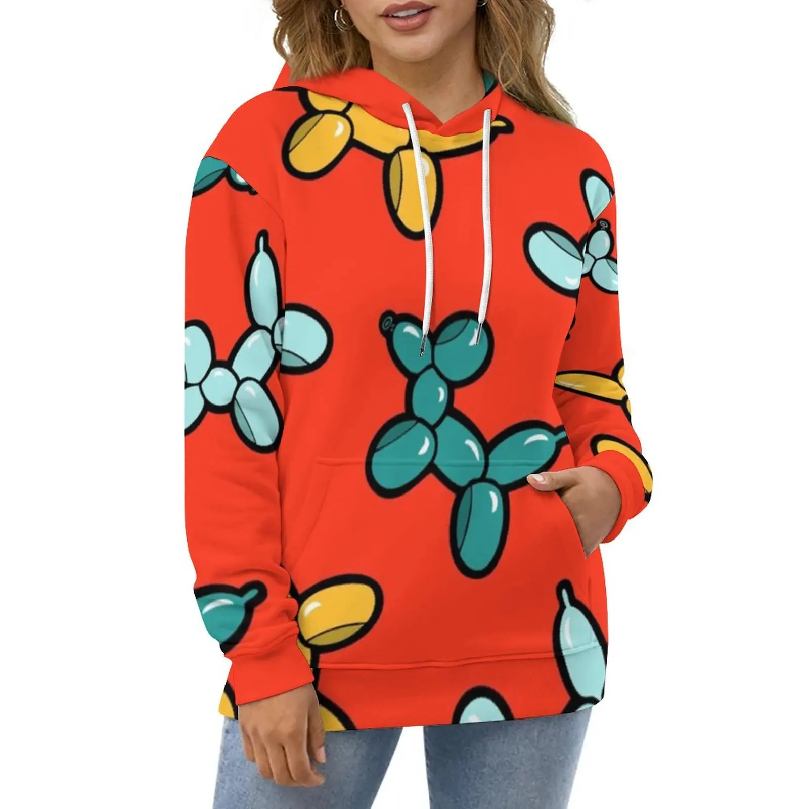 

Balloon Animal Dogs Hoodies Female Funny Balloons Print Harajuku Casual Hoodie Autumn Long Sleeve Kawaii Graphic Sweatshirts