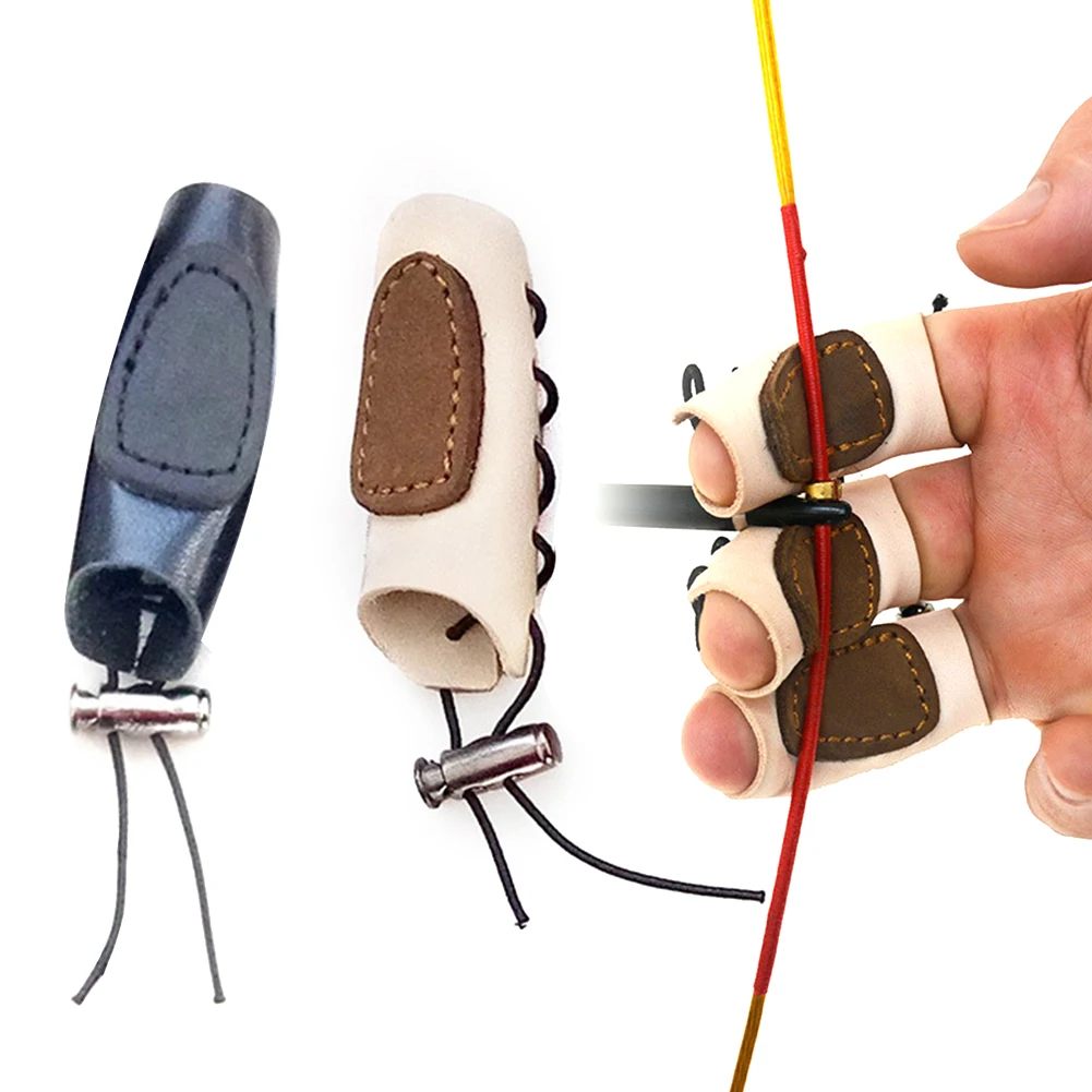 

Leather Archery 3-Finger Guard Gloves for Recurve/Compound Bow Outdoor Shot Finger Hand Protector Hunting Accessories