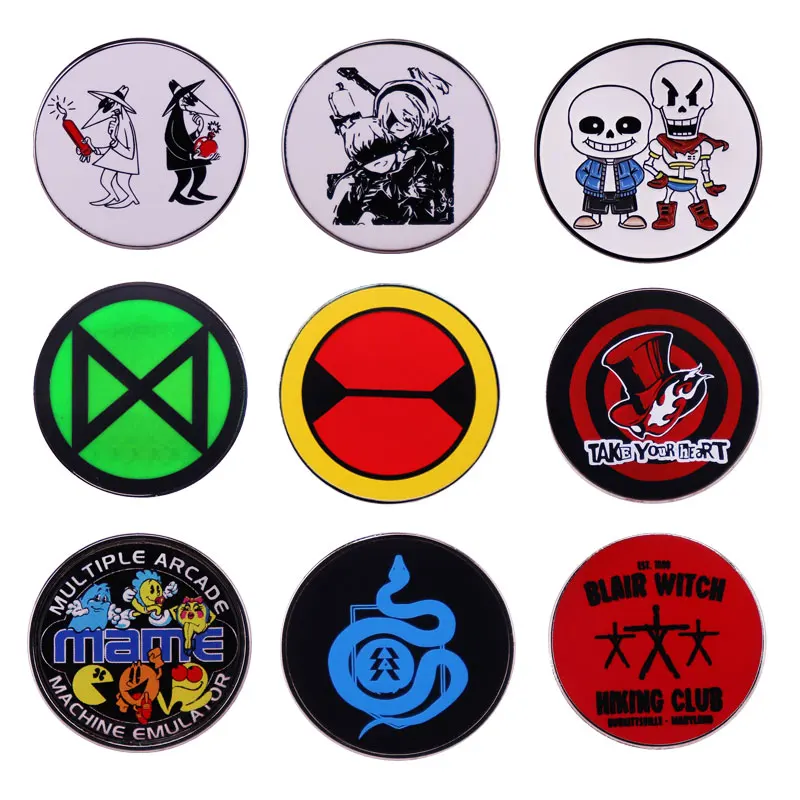 

Round Game Cartoon Enamel Pin Interesting Metal Lapel Brooch Hoodie Backpack Hat Badge Decorative Accessories Fans Gift