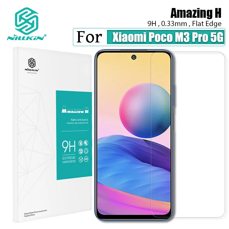 

Nillkin 9H Tempered glass for Xiaomi Poco M3 Pro 5G Screen Protectors H 0.33MM Anti-glare Explosion-Proof Protective Film