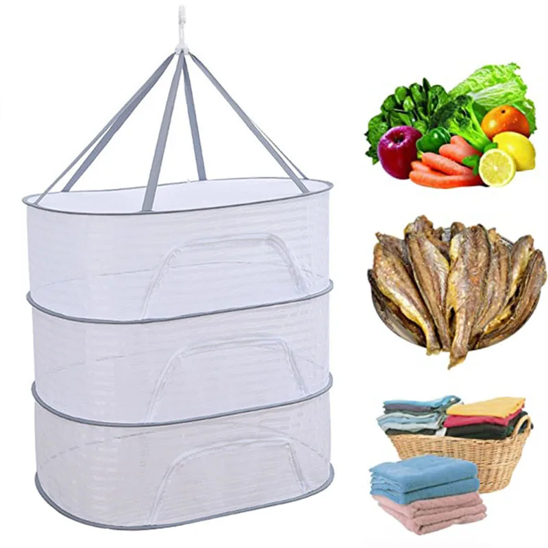 

Fruit Fish Shrimp Drying Layers Folding New Fiber Fish Mesh For Drying Polyester Non-toxic Netting Hanging 1-4 Drying Net Rack