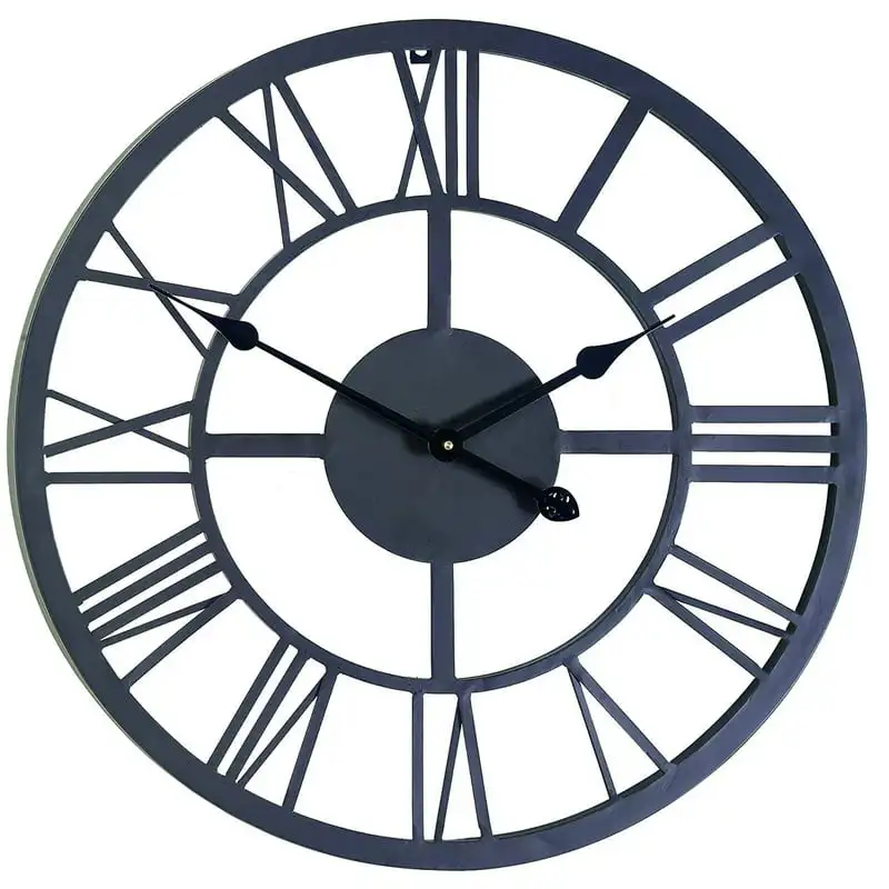 

Indoor Outdoor Round 21.5" Steel Roman Numeral Wall Clock
