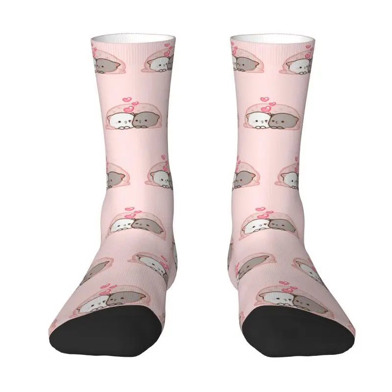 

Cute Men's Cute Mochi Cat Peach And Goma Love Kiss Dress Socks Unisex Breathbale Warm 3D Printed Crew Socks