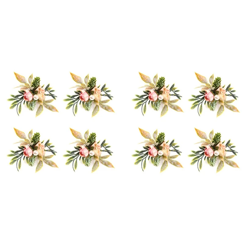 Набор из 8 колец для салфеток с двойными розами кольца розовыми цветами и ягодами