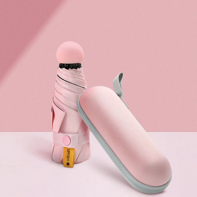 

Маленький складной зонт для девочек, милый розовый мини-зонт для путешествий, защита от УФ излучения, защита от солнца, дождя, компактный пля...