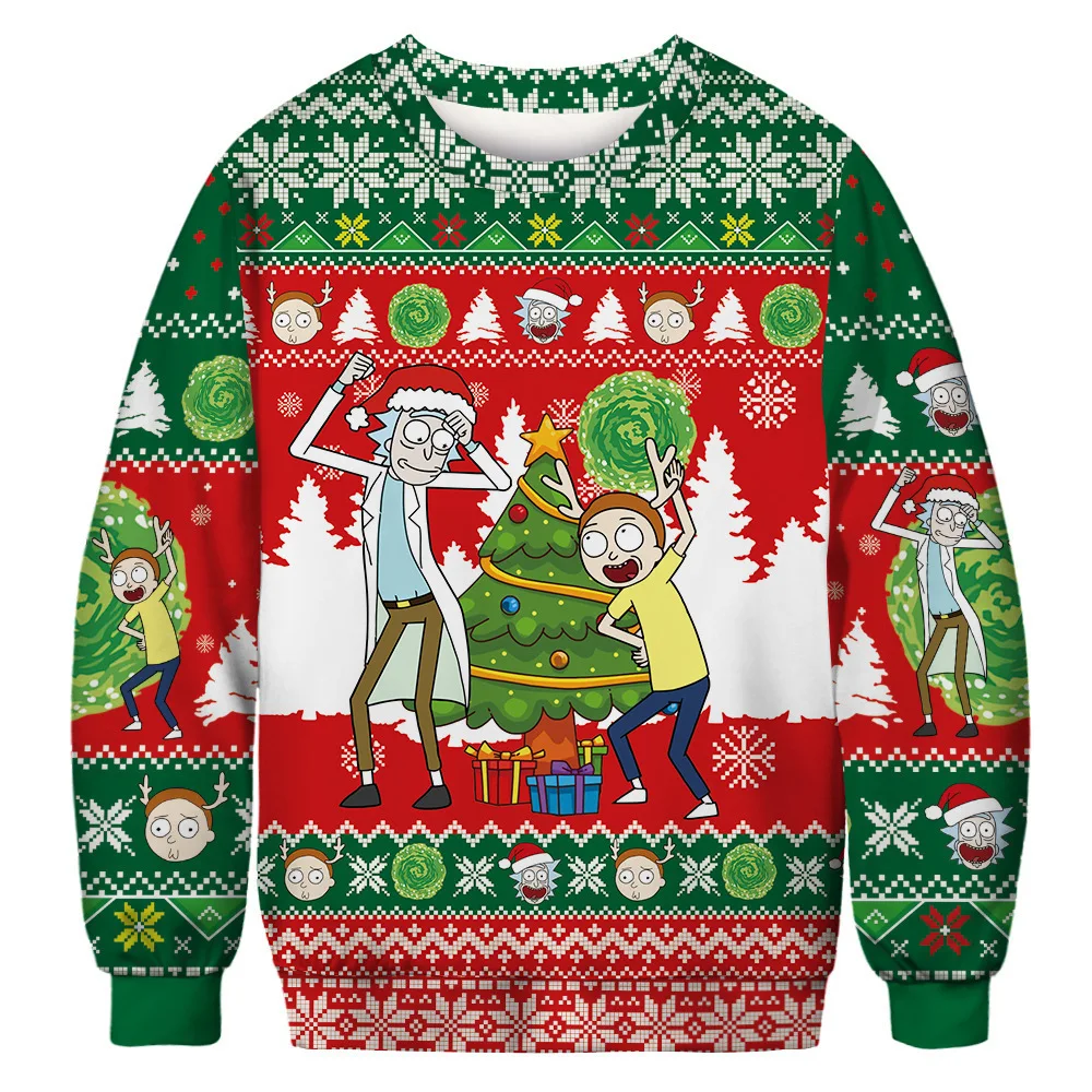 

Christmas Clothes For Man 3D Printed Hooded Pullover Winter Sweatshirt Cute Colorblock Holiday Woman Sweatshirt