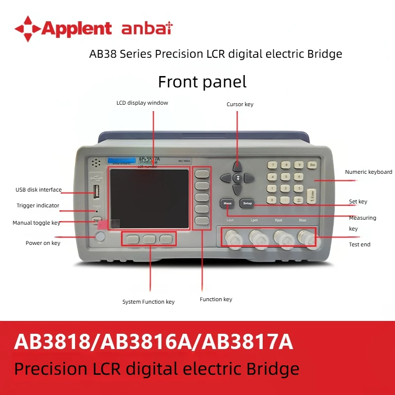 Фото Высокоточный цифровой измеритель LCR Applent AB3817A: измерение емкости, сопротивления, индуктивности (настольный) №4
