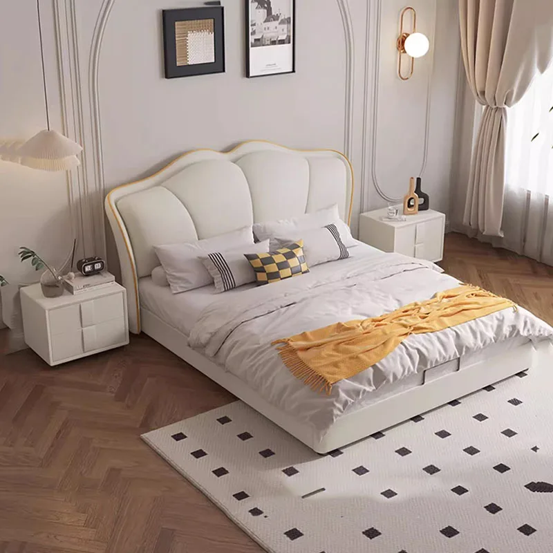 

Luxury Queen Double Bed Royal Modern Whitr Headboard King Size Double Bed Wood Boys Camas Matrimonial Furniture For Bedroom