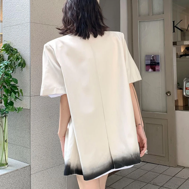 Short Sleeves Blazer Women Casual Letter Print Loose Jacket Spring Summer Coat Korean Fashion Tops Luxury Designer Clothing