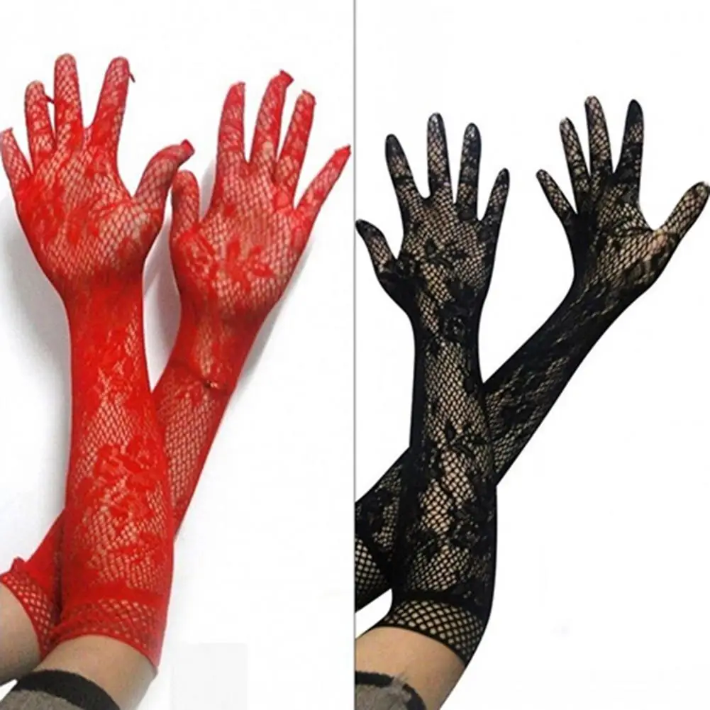 Comfortable  Chic Women Grace Lace Sexy Gloves Exquisite Lace Gloves Soft   for Wedding