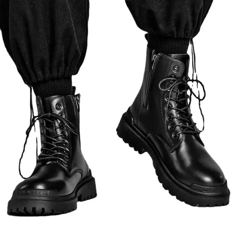 

Новинка 2023, Ботинки Martin, мужская и женская обувь, черные ботинки-карго, повседневные кожаные ботинки в британском стиле, мужские Нескользящие теплые ботинки