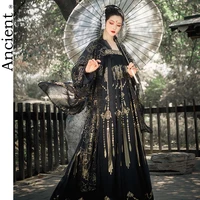 modern hanfu women chinese traditional dress kimonos mujer ancient tang dynasty set hanbok cosplay retro suit black series