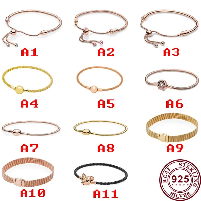 

2020 New Original Pan Bracelet 925 Sterling Silver Retractable Classic Exquisite Watch Chain Suitable For Women's Jewelry