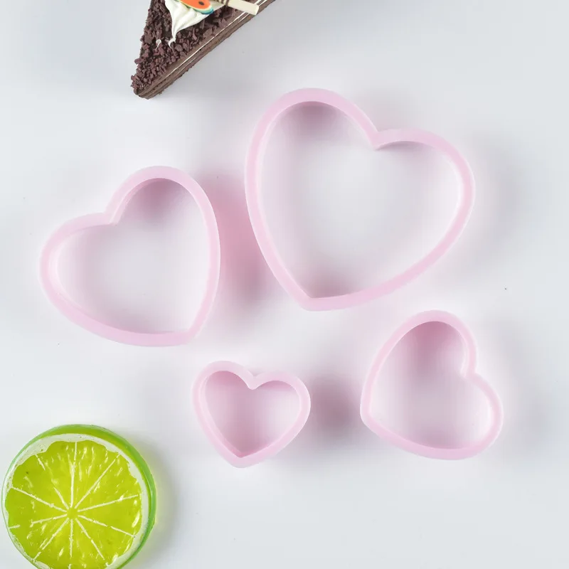 

4Pcs Heart Cookie Cutter Valentine's Day Love Wedding Romantic Cookies Molds Baking Tools Biscuits Stamp Fondant Cake Clay Molds