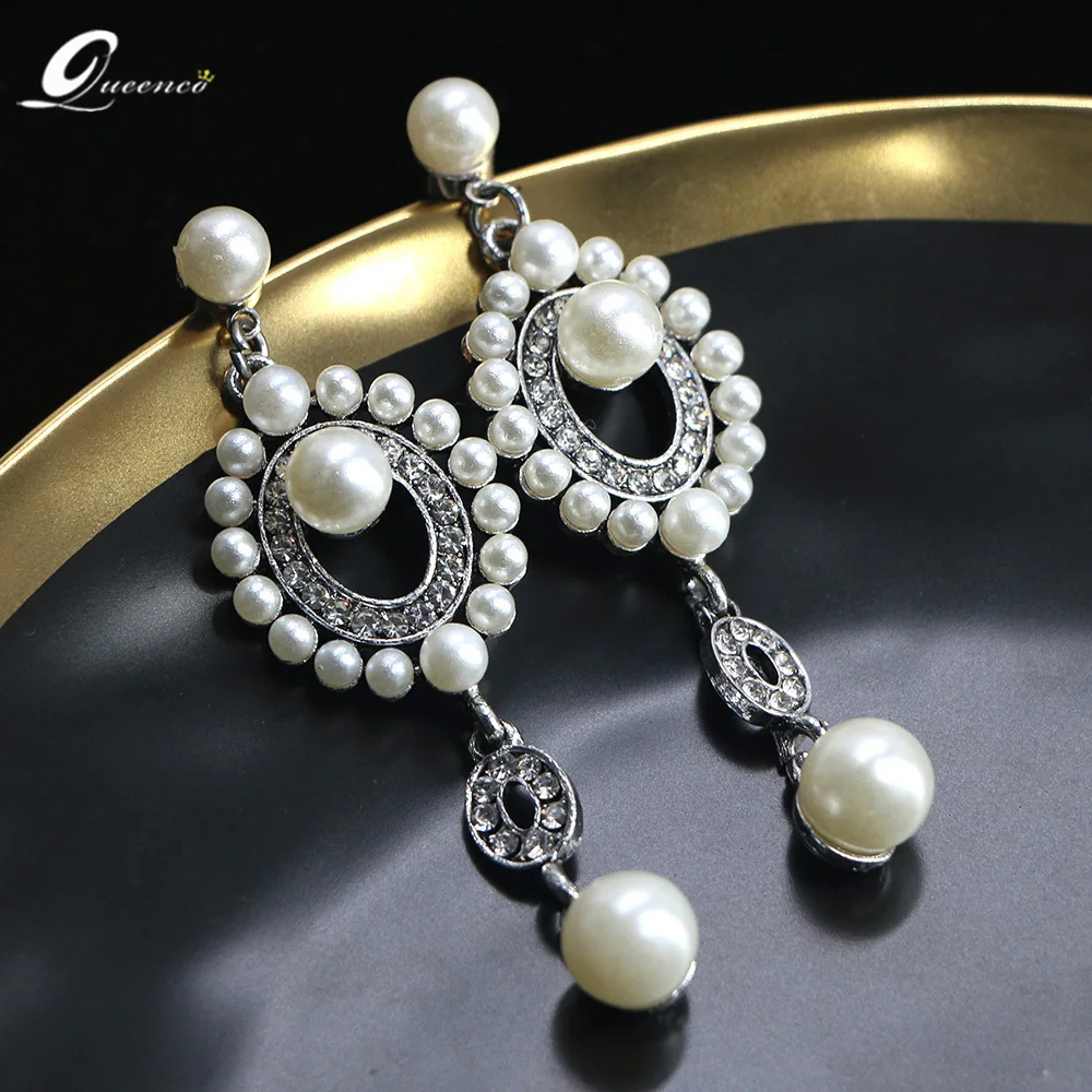 

Vintage Pearl Earrings Alloy Drop Dangle Court Style Earring Wedding Bride Accessories For Women Jewelry Drop Earings