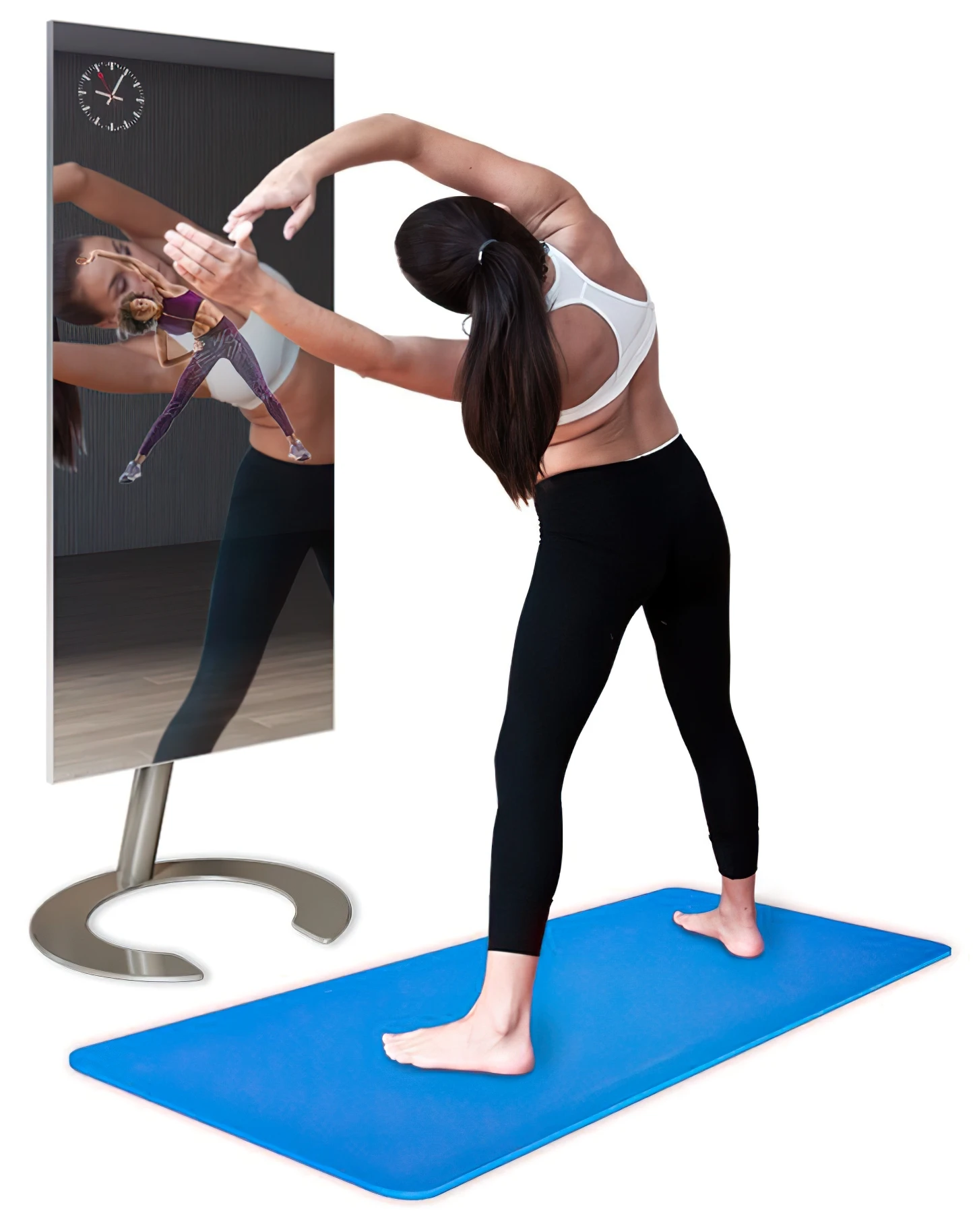 wodoodporny stojak podłogowy siłownia inteligentne ćwiczenia magiczne lustro ekran dotykowy LCD lusterko fitness