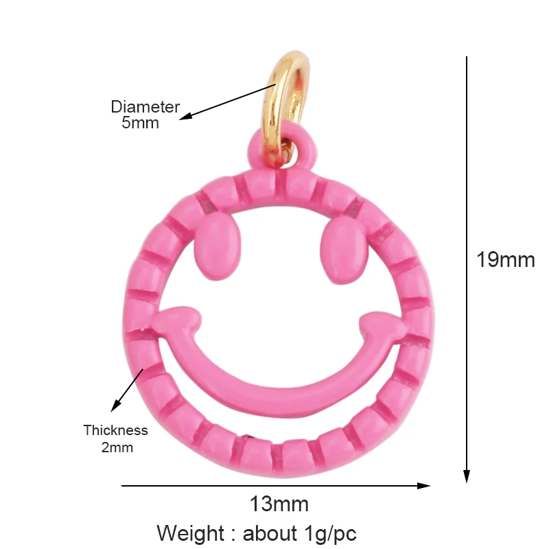 Фото Красочная подвеска в виде счастливого лица Smile, позолоченная цепочка 18 карат, Браслет-ожерелье, подвеска для фотографий №5