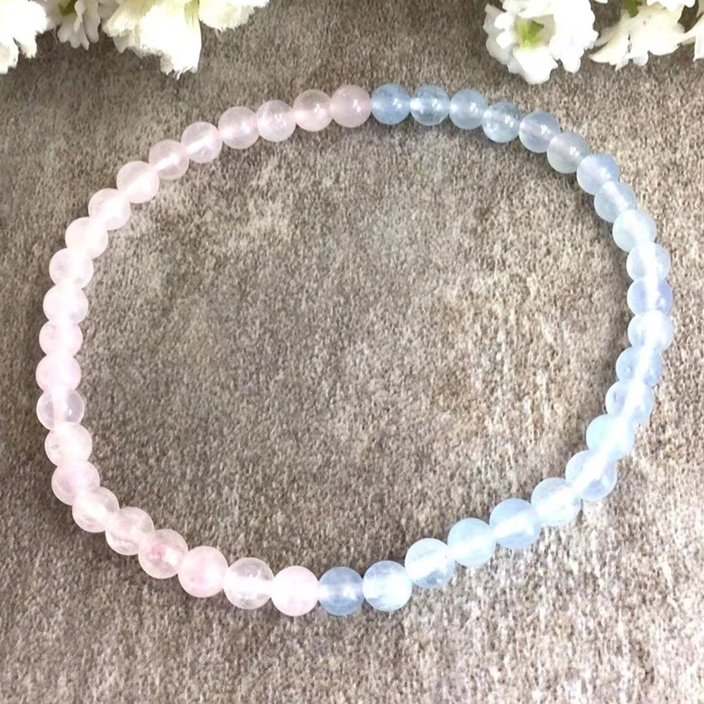 Ruberthen 4 мм натуральный розовый кварц Аквамариновый бисерный браслет женский