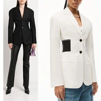 2022 spring autumnhigh quality brand elastic waist tight slim suit jacket womens black white blazer women coats
