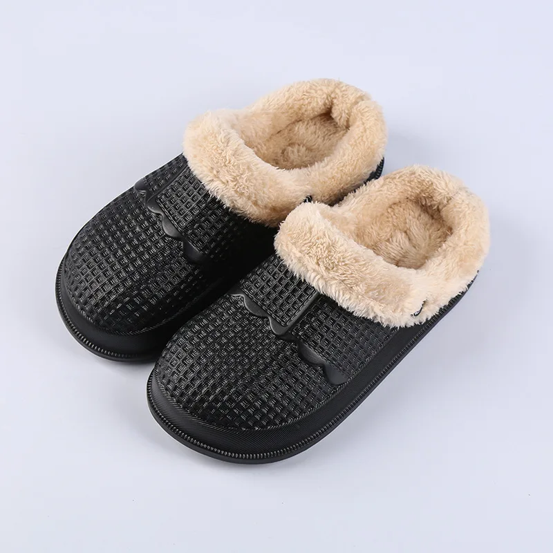 

Men Home Cotton Shoes Unisex Autumn Winter Slippers Plush Warm Waterproof Outdoor Indoor Wear Thick Sole Men House Shoes Slide