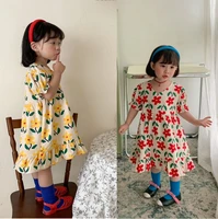 girls dress 2022 summer new childrens printed princess dress korean version cotton cute dress girl clothes childrens clothing