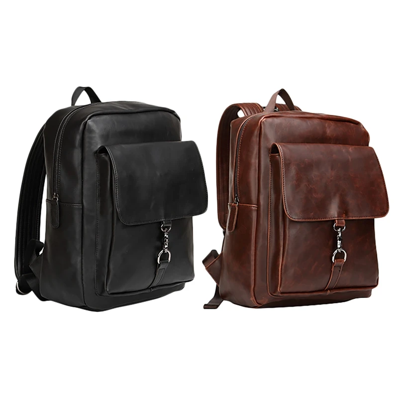 

Men's PU Backpack Solid School Bag Business Office Laptop Backpack Vintage Backpack Casual Travel Backpack