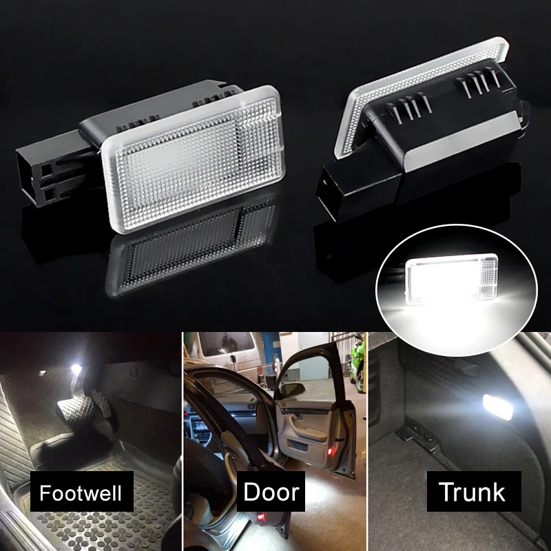 2Pcs Canbus LED Courtesy Trunk Boot Light Door Lamp For Volvo XC40 XC70 V60 S60 S80 V40 V40CC Footwell Lamps White