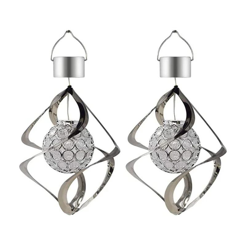 

HOT SALE 2 Pcs Solar Power Wind Chime Color Changing Hanging Light Decor Hanging Spiral Garden Spinner Light For Outdoor Garden