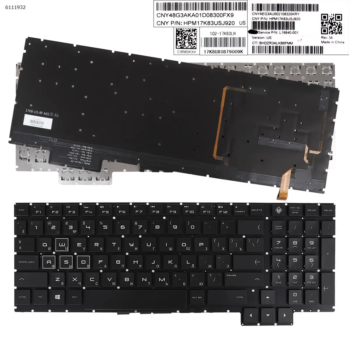 

RU Laptop Keyboard for HP Omen 15-ce 15-ce000 15-ce020ca 15-CE010CA 15-CE0US BLACK Full Colorful Backlit Without FRAME