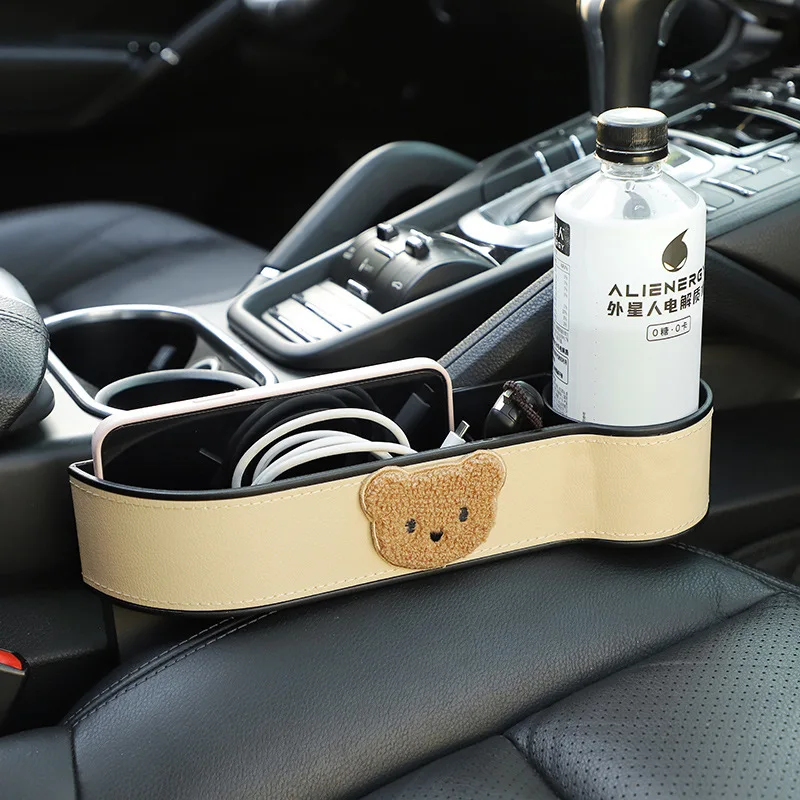 

Seat Side Organizer Cup Holder For Cars Leather Multifunctional Auto Seat Gap Filler Storage Box Seat Pocket Stowing Tidying
