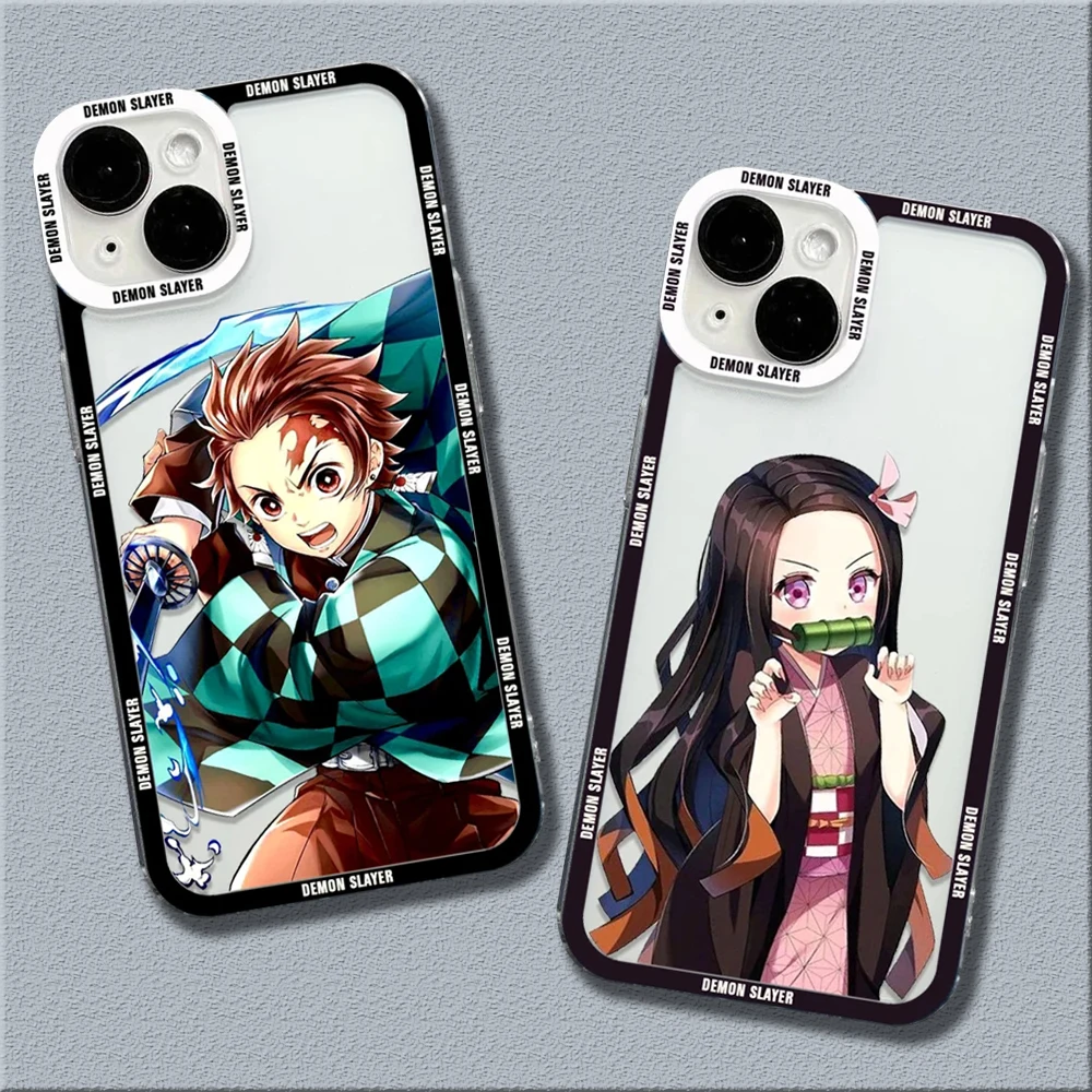 

Japan Anime Demon Slayer Figure Painting Clear Phone Case For iPhone 14 13 12 11 Pro Max XS X XR 7 8 Plus SE2020 Mini Soft Cover