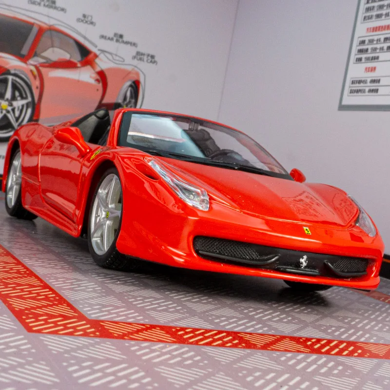 Фото Bburago 1:24 Ferrari 458 Spider, трансформируемая модель автомобиля, двери с обеих сторон, которую можно открыть, тонкая работа №2